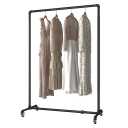 HOMEKAYT Industrial Pipe Clothing Rack on Wheels Heavy Duty Garment Display Black