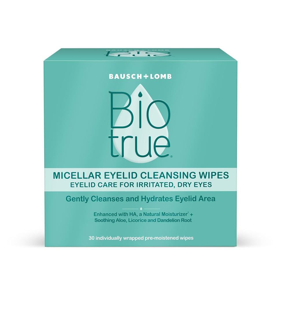 Biotrue Micellar Eyelid Cleansing Wipes, Fragrance-Free Eyelid Care for Dry, Irritated Eyes, Gently Cleanses, Hydrates & Soothes Eyelids, Moisturizing Eye Wipes for Daily Use, 30 Wipes (Pack of 1) (EXP: 08/2027)