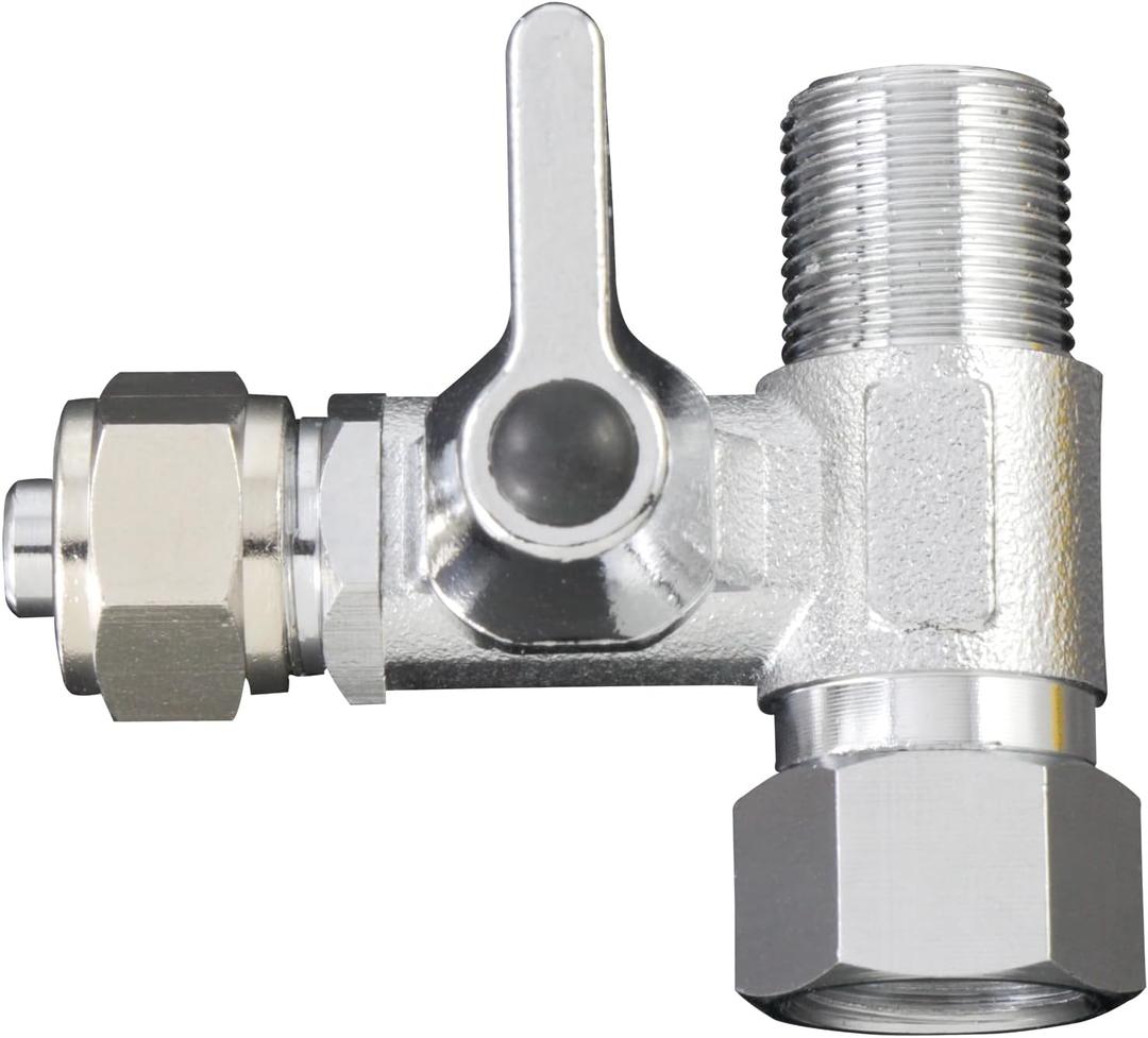 Brass Water Feeder Adapter - Pipe Shunt 3/8" x 3/8" x 3/8" Tee Stop Valve with 3/8" Push-to-Connect Quick Fitting, for Reverse Osmosis Filters, Coffee Machines, and PE Pipe Water Supply Valves