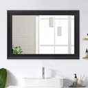Black Wood Mirror for Bathroom,Rectangle Rustic 24 x 36 inch Vanity Mirror for Wall,Wooden Wall-Mounted Hanging Mirror for Entryway,Bedroom or Living Room
