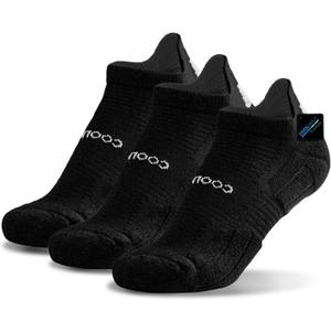 BRISIRA Coolmax Bamboo Viscose Compression Running Socks 3 Pairs Ankle Low Cut Athletic Anti Blister Cushioned Seamless (Large)