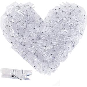 128 Pieces Photo Clips Mini Transparent Plastic Clear Clips for String Fairy Lights (Clear)