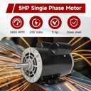 5 HP Electric Motor 56 Frame 3450RPM Single Phase Motor General Air Compressor Motor 7/8" Shaft 230V
