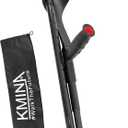 KMINA PRO - Folding Carbon Fiber Crutch (x1 Unit, Open Cuff), Adjustable, Adults, Women and Men