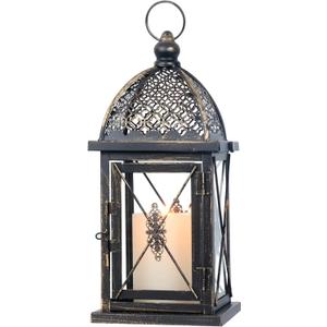 NEEDOMO 14.4" Outdoor Lantern, Large Vintage Lanters Decorative Indoor with Clear Glass, Metal Candle Lantern Decor for Home, Table, Patio, Front Porch, Rustic Farmhouse Wedding Shelf