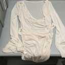 MakeMeChic Women's Mesh Club Dress Long Sleeve Cowl Neck Mini Dress Draped Swimsuit Coverup Apricot Small