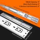 16 inch Drawer Slides 6 Pairs (12pcs) Soft Self Close 3 fold Full Extension Ball Bearing Cabinet Drawer Glides Side Mount for Dresser, Cabinet, Kitchen 100 LB Capacity 16" Silver