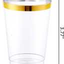 I00000 100PCS Gold Plastic Cups,10 oz Clear Plastic Cups with Gold Trim, Beer Mugs，Disposable Hard Cup For Party, Premium Cup Perfect for Wedding & Party
