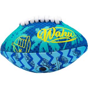 Wahu 100% Waterproof Mini Beach Football with Real Laces for in and Out of Water Play, 6.5" Outdoor Mini Football for Pool and Beach Games, Blue/Teal