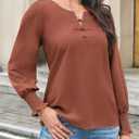 Womens Long Sleeve Tops 2025 Fall Henley Shirts Work Blouses Dressy Casual Trendy Clothes (L)