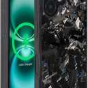 molzar Grip Series for iPhone 16 Case with Real Forged Carbon Fiber, Grippy Edges Design, Built-in Magnets, Compatible with MagSafe Chargers and Accessories, Glossy Black/Blue