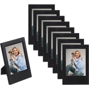 Uxcell 8pcs Mini Picture Frames, 2.4 x 3.6 Inch Rectangular Film Photo Frame, Small Instant Film Photo Frame Holder for Tabletop Picture Display, Black