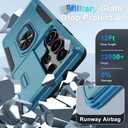 Compatible with Samsung Galaxy S25 Ultra Case Built in Slide Camera Lens Cover+Screen Protector+Ring Holder,Heavy Duty Shockproof Full Body Phone Cover,2025 Blue