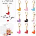 Gemscream 36 Sets Heart Pocket Hugs Bulk Heart Keychains Thank You Gift Positive Pocket Hug with Thank You Cards for Coworkers Employee Volunteer Nurse Teacher Office Staff Family Friend, 9 Colors
