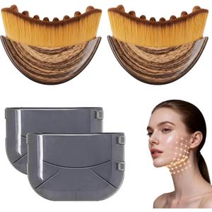 2Pcs Lymphatic Contour Face Brush,Lymphatic Drainage Massager with Super Soft Bristles,Face Sculpting Brush to Reduce Puffiness & Define Jawline,Dry Brush with Hypoallergenic Ergonomic