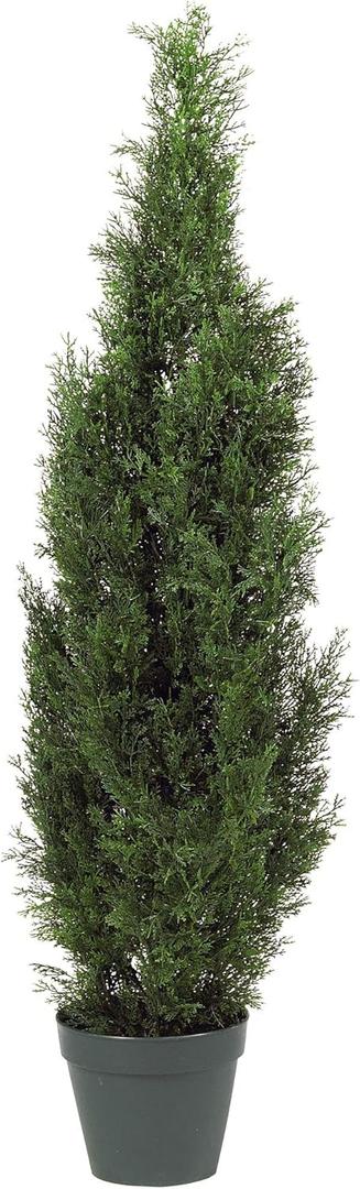 Nearly Natural 4FT Faux Cedar Tree, Outdoor Front Porch Dcor, Faux Cedar Tree Pine Tree in Nursery Planter with UV Resistant Coating