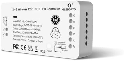 GLEDOPTO ZigBee 3.0 RGBCCT LED Strip Controller Pro RGB Color and Warm White Cold White Light Mix PWM Dimming Smart Phone App Voice Control Work with Hub Bridge (ZigBee Hub Required)