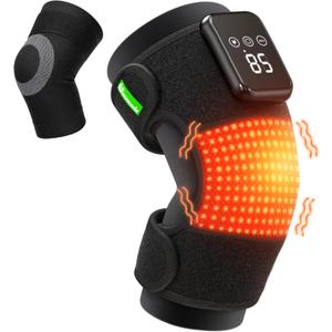 3-in-1 Knee Massager for Pain Relief with Heat, Portable Heated Knee Brace with Extension Strap for Knee, Elbow & Shoulder, Cordless Rechargeable Electric Massagers for Joint Comfort (Single)