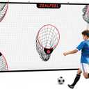 Soccer Target Net, 12x6ft Goal Net with 5 Scoring Zones for Practice Shooting & Goal Shots, Anti-Tear Mesh, 3 Steel Rods, Removable Stick-On Markers, Portable Football Training Equipment