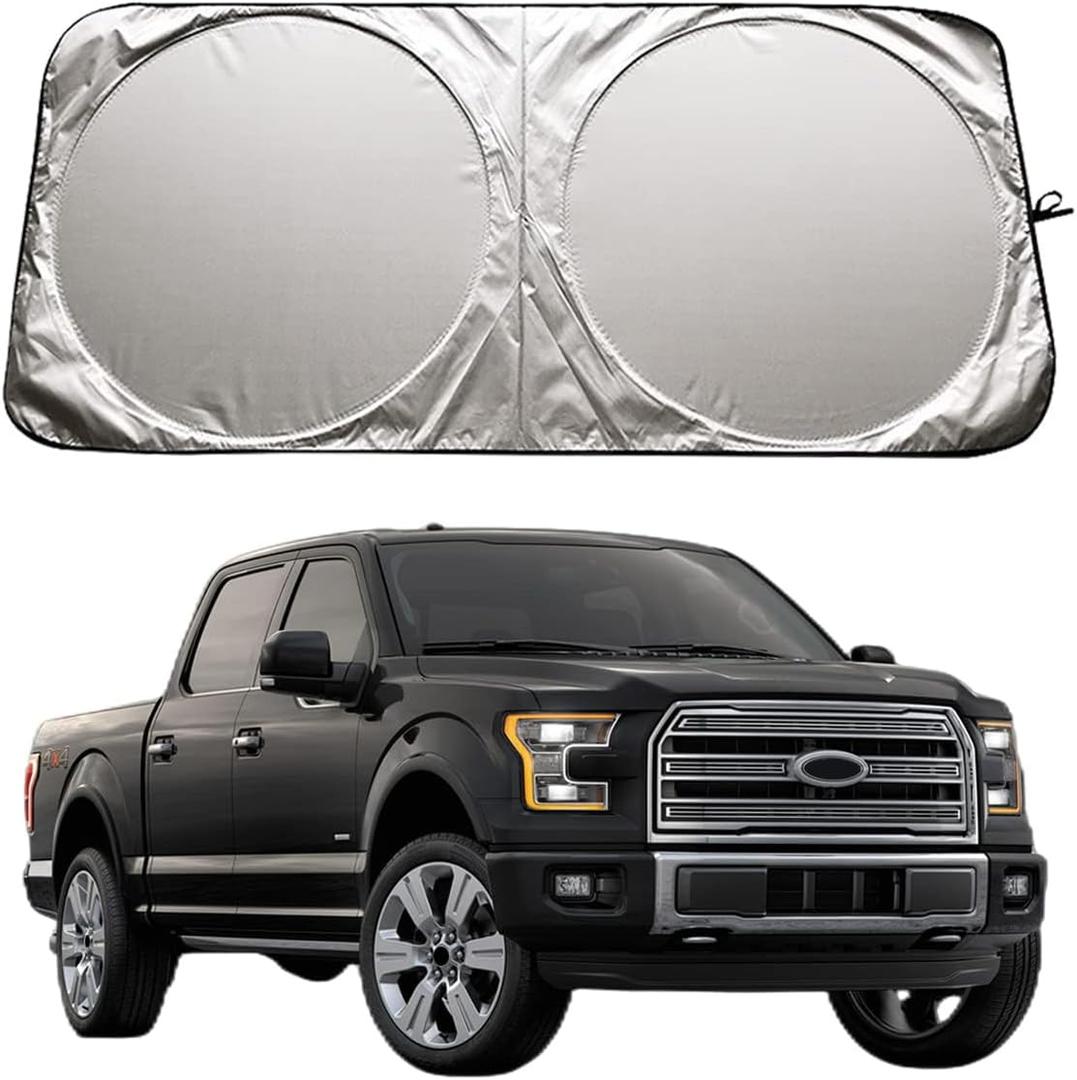 XHRING Windshield Sun Shade for Ford F150 F-150 F250 F350 1996-2024 2025 2026 Raptor Expedition 1997-2025 Escape 2013-2019 Accessories, Car Front Window Sunshade Sun Visor Shield for Transit 2012-2025