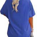 Fisoew Women's Plus Size V Neck T Shirts Summer Half Sleeve Tees Casual Loose Fit Cotton Tunic Tops, XL