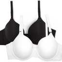Fruit of the Loom Women's Smooth Cotton T-Shirt Bra Pack - Ultra-Soft, Flexible, and Invisible Under Tees (38B, White/Black Hue)