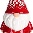 Bico Red Christmas Gnome 11 inch Air Tight Cookie Jar, Handpainted, Dishwasher Safe, Holiday Accent for Kitchen Counter