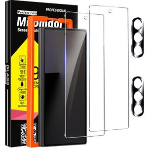 2 x Milomdoi 9 in 1 Screen Protector for Samsung Galaxy Z Fold 7, 3 Inside Flexible Film + 3 Front Tempered Glass + 3 Camera Lens Protector Accessories with Installation Frame (Black)