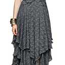 R.Vivimos Womens Sleeveless Backless Asymmetrical Layered Lace Long Dress with Slip Two Pieces (Large, Grey)