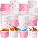 Newtay 48 Pcs Pink Bow Snack Cups 9oz Coquette Bowknot Disposable Bowls Dessert Food Treat Paper Bowls for Baby Shower Birthday Bachelorette Wedding Bridal Party Supplies, 4 Designs