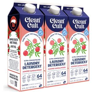 Ultra Concentrated Liquid Laundry Detergent Soap, 192 loads (96 oz), Long Lasting Scent, 90% Less Plastic, No Harsh Chemicals, Juniper Sandalwood, Defeats Stains & Odors, HE/Standard Compatible (32 Fl Oz (Pack of 3))