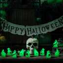 80 Pcs Halloween Glow in Dark Ghost Luminous Mini Resin Ghost Figurines Bulk to Hide Halloween Miniature Figurines Decorations for Landscape Patio Garden Yard Party Village Crafts