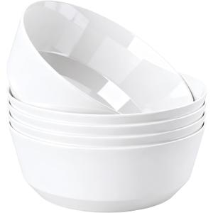 Hioasis 8 Pack Plastic Serving Bowls 128oz White Plastic Bowls Heavy Duty Disposable Serving Bowls for Party Snack & Salad & Candy & Bar Buffet