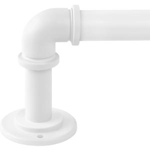OLV White Industrial Curtain Rods for Windows 48 to 84 Inch(4 to 7 Feet), 1 Inch Diameter Blackout Wrap Around Adjustable Heavy Duty Window Drapery Rods, Indoor and Outdoor