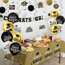 Black and Gold Graduation Party Supplies Kit - Grad Decor Set with Congrats Grad Banner, Class of 2026 Hanging Swirls, Graduation Balloons & Honeycomb Balls - for High School & College Celebrations