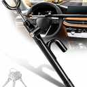 Tevlaphee Steering Wheel Lock Anti-Theft Device Security Car Lock Anti Theft Car Device Visible Antitheft Locking Devices Adjustable Car Wheel Lock for Cars with 3 Keys (Black)