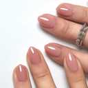 CurvLife Soft Gel Almond Extra Short Press On Nails, Long-Lasting Reusable Peach Nude Fake Nails Kit with Glue & Tabs, 32Pcs Salon-Quality Stick On Nails for Women At-Home Manicure