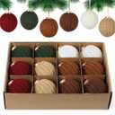 12 Pack Crochet Christmas Ball Ornaments Christmas Knitted Tree decorr - Earthy Tones & Festive Colors for Xmas Tree Decorating (Earth Tones, 3.15inch)