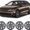16 inch Wheel Covers Hubcaps for 2011-2018 Volkswagen Jetta/GLI Sedan, ABS Wheel Rim Covers Snap Clip-On Auto Tire Guards Replacement Black Matte Color, Set of 4 - for 16 Inch Tire