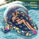 Sunikko X 3-in-1 Pool Floats with Canopy Cup Holder, Tanning Pool Large 73" x 48" Float Adult Heavy Duty, Inflatable Lounger Raft Floating Chair with Backrest, Swimming Pool Lake Beach Party