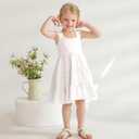 Kids Toddler Baby Girls Rainbow Dress Princess Sleeveless Beach Butterfly Sundress (White) 3-4Y