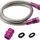 YANWOO 304 Stainless Steel 5 Feet Female to Female Garden Hose with Pink Male to Male Connector for Garden Hose Reel Cart (5ft)