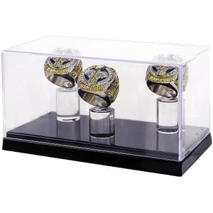 Championship Ring Display Case 1 Slot Hole | Baseball Ring Display Box | Softball Ring Box | Football Ring Case | Sport Ring Display Box | High School Ring Display Box (Three Holes-2)