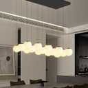 Ykolupty 16-Light Black Chandelier with White Globe Glass Dimmable Ceiling Light Glass Pendant Light for Kitchen Island, Dining Room, Living Room, Entry Hallway, LED Bulbs Included