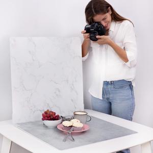 2 Pack Photo Backdrop Board | Realistic Photography Background | Food Photography Background | Replica Surfaces | Product Photography Backdrops | Marble & White | Flat Lay Background | Large