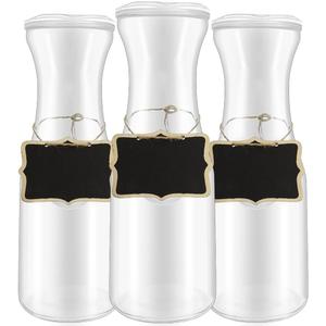 3 Pack 34 Ounces Glass Pitchers Wine Carafe Decanter with Acrylic Lid Narrow Neck Glass Carafes Easy Pour Bottles for Water Juicing Iced Tea Beverage Wine Mimosa Bar Supplies