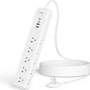 Power Strip Surge Protector,15 Outlets 4 USB 2 USB-C,10Ft Flat Plug,White | 15 AC Outlets,4 USB Ports 2 USB-C 2 USB-A,1080J Surge,Wall Mountable,10Ft Cord,16AWG,Overload Protection,3-Side Design