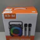 Karaoke Machine, Portable Bluetooth Speaker with 2 Wireless Microphones for Adults & Kids with Lights, Karaoke Microphone with PA System Supports USB/TF/FM/AUX for Home Party Home System Packages (Black)