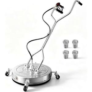 JANZ 24'' Pressure Washer Surface Cleaner with 4 Wheels,Dual Handle,Stainless Steel Housing, 4 Replacement Nozzle Cores and 2 Hose Adapters,Ideal for Driveways, Sidewalks,Patios,Decks Cleaning