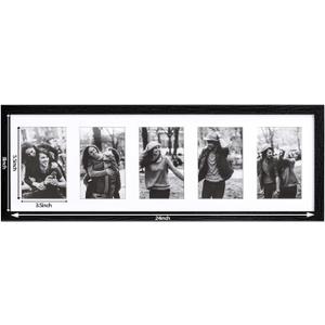 eletecpro 8x24 Collage Picture Frame with 1 Mat Display 5Pcs 4x6 Photos with Mat or 1Pc 8x24 Picture without Mat, Picture Frames Collage Wall Decor Wall Mounting and Tabletop, Black